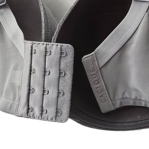 Cacique Lightly Lined Balconette Bra 42DD 42 DD Full Coverage Modern Lace Gray - Picture 5 of 8